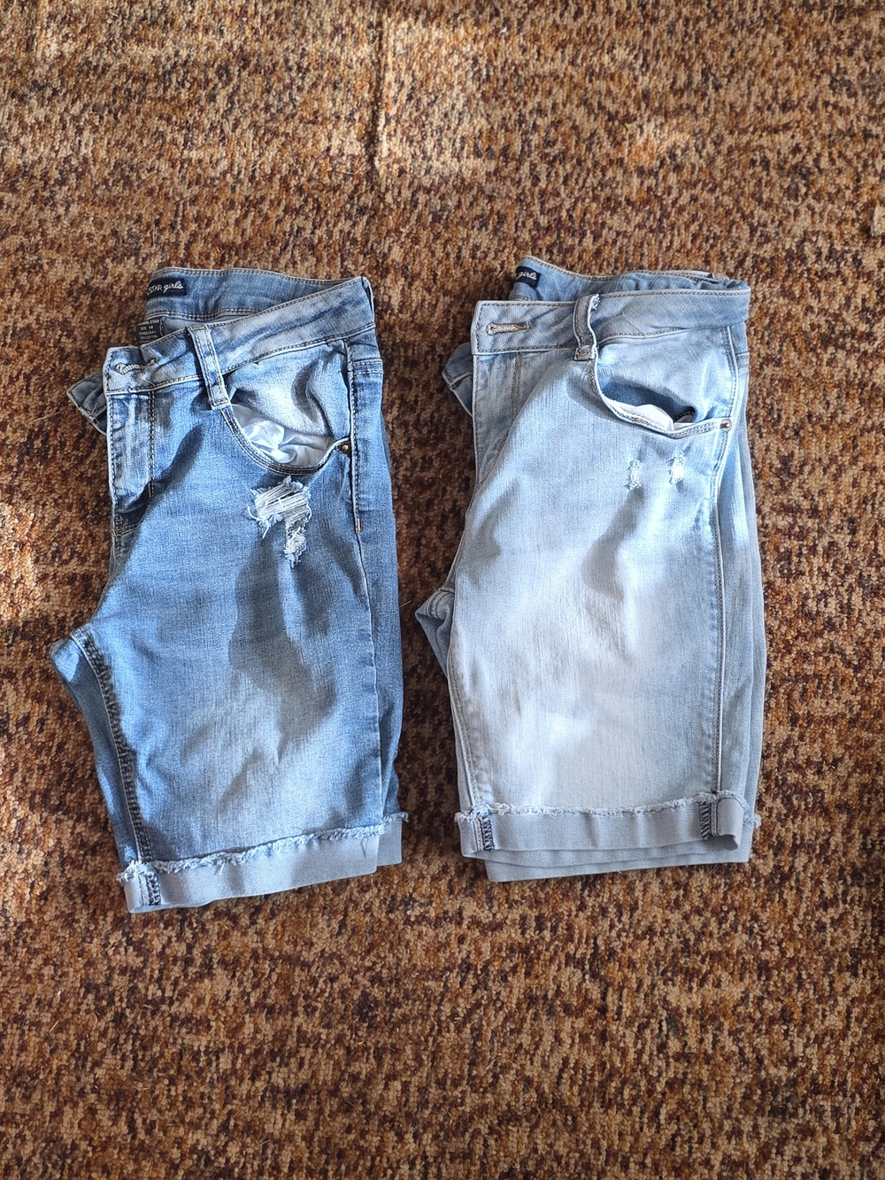 Imperial Star Two-Tone Light Blue Denim Jean Shorts